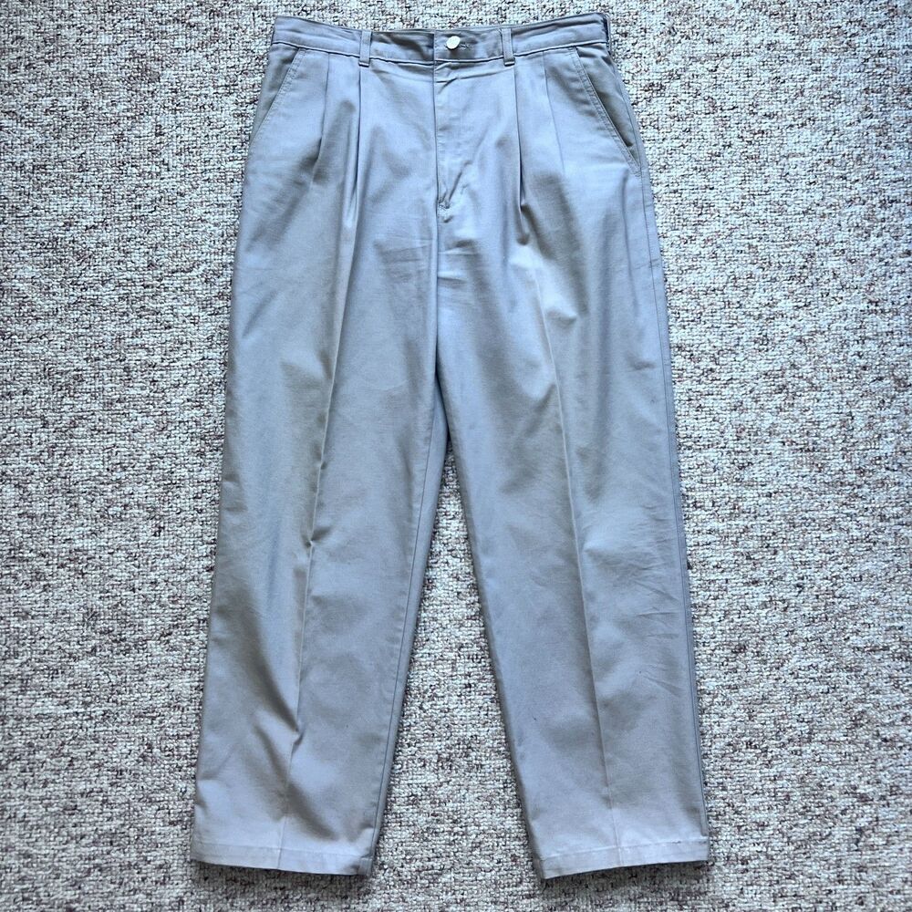 Vintage Brittania Pleated Chino Pants Men's 36x30 Gray 90s Trousers USA Cotton